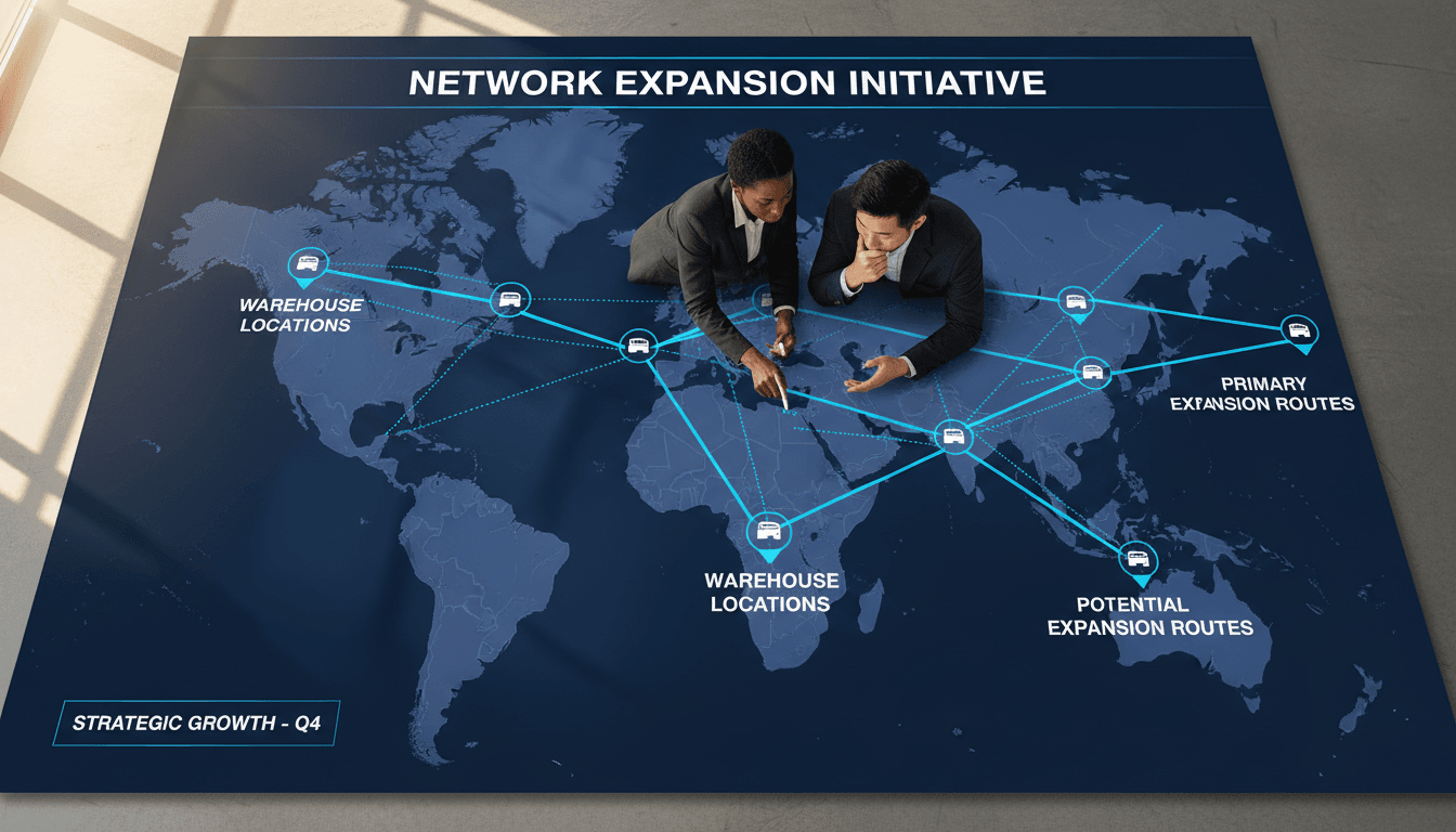 Logistics professionals planning expanded service network